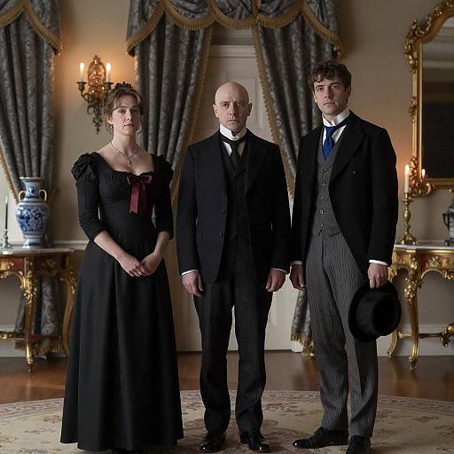 Victorian Trio in Ornate Parlor