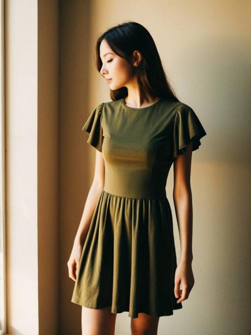 Minimalist Olive Green Dress Design