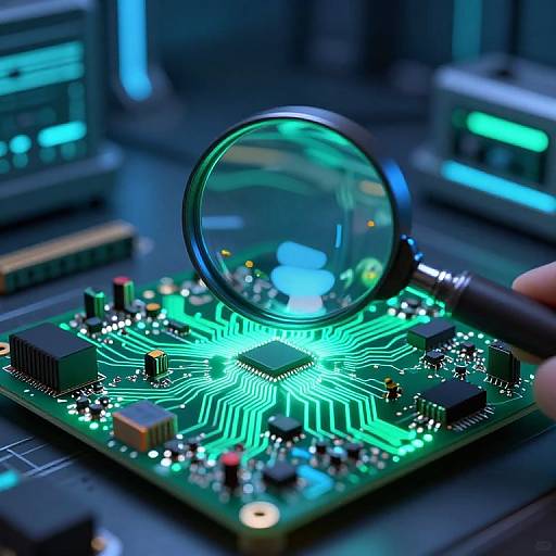 Futuristic Magnified Circuit Board Art