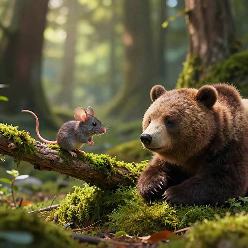 3D Mouse and Bear in Mystic Forest