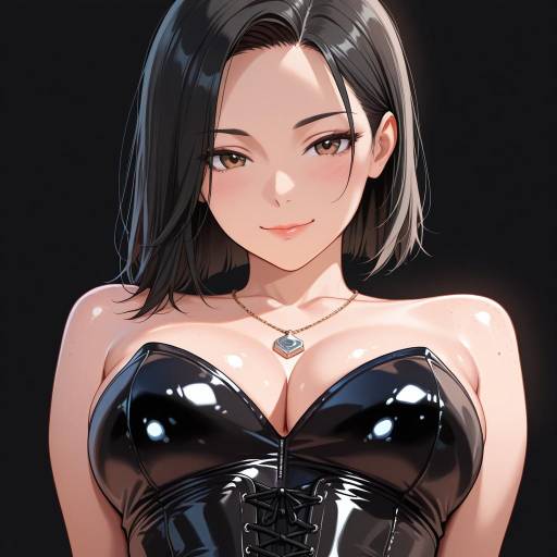 Elegant Woman in Shiny Black Leotard Elegant Woman in Shiny Black Leotard