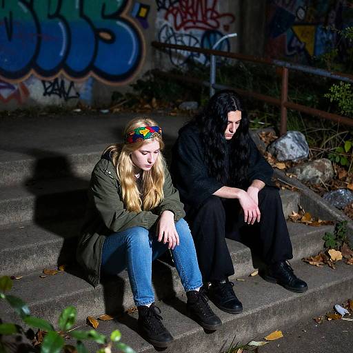 Introspective Duo on Urban Steps