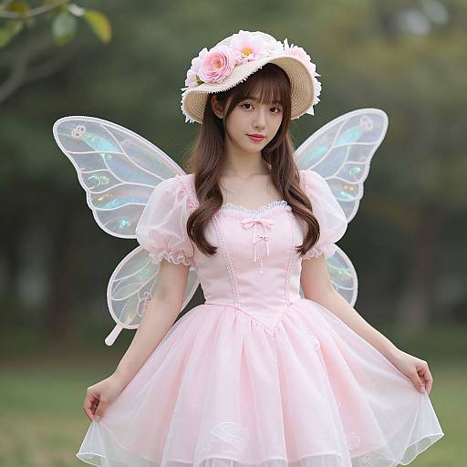 Pastel Fairy Costume with Flowered Hat