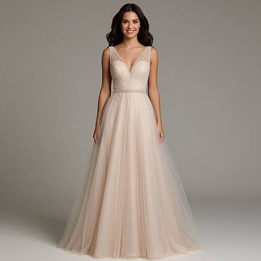 Elegant Pearl-Pink Tulle Prom Dress