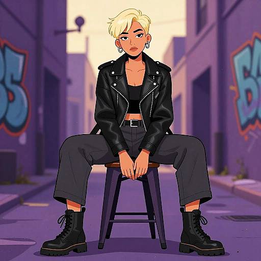 Edgy Urban Portrait of Blonde Woman