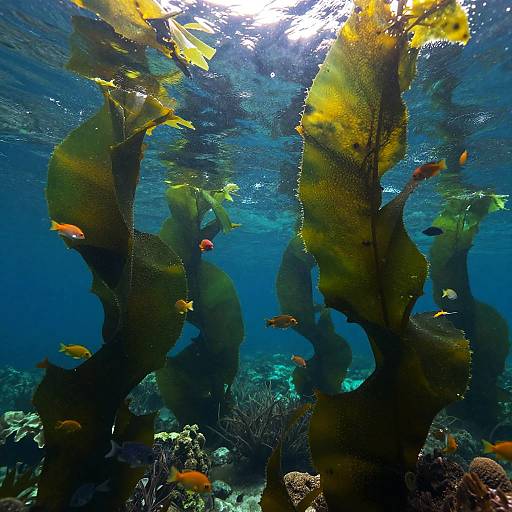 Vibrant Green Underwater Seaweed Forest