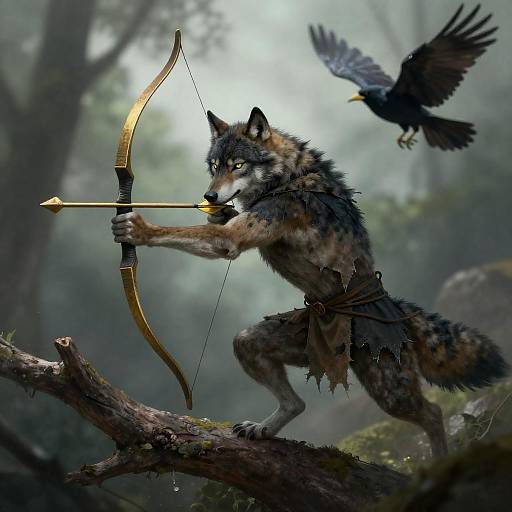 Fierce Wolf Archer in Green Forest