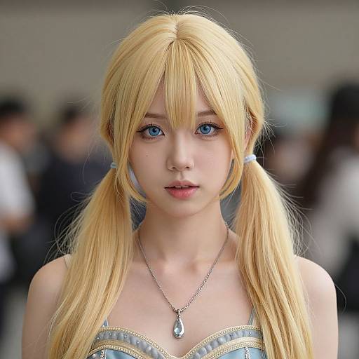 Realistic Blonde Girl with Jewelry