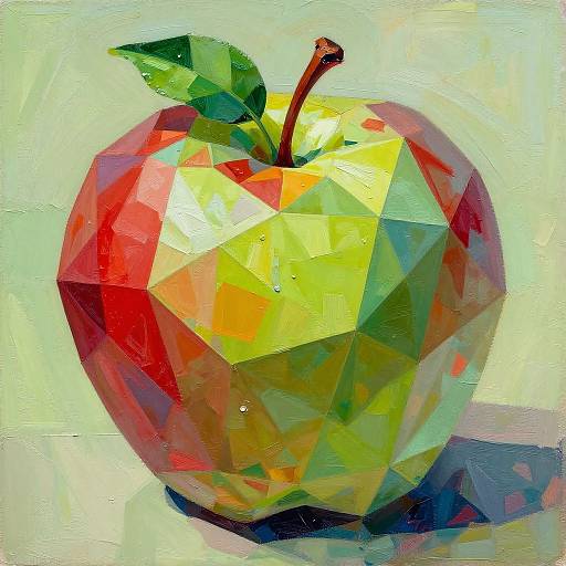 Cubist Apple Collage in Abstract Style