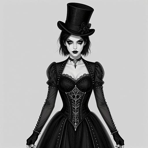 Gothic Woman in Black Attire