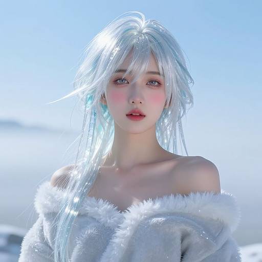 Ethereal Girl with Crystalline Hair