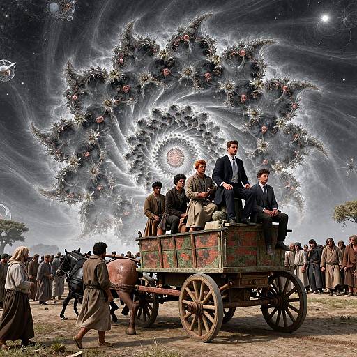 Oligarch on Wagon Pulled by Crowd