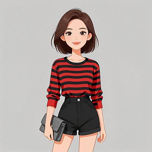 Smiling Woman in Casual Chic Outfit