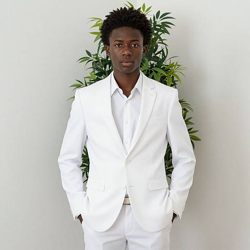 Confident Young Man in White Suit