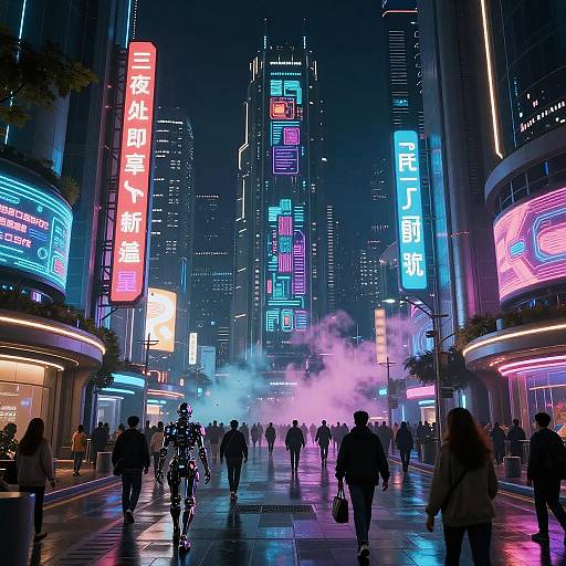 Opium-Inspired Futuristic Neon Cityscape