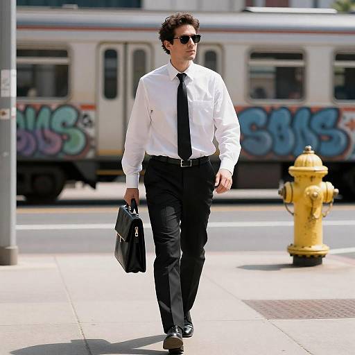 Sunlit Urban Professional with Briefcase