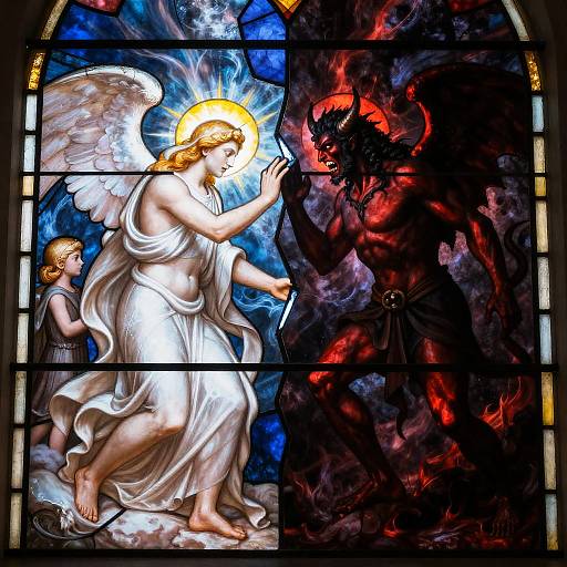 Stained Glass Celestial Rift: God vs Devil