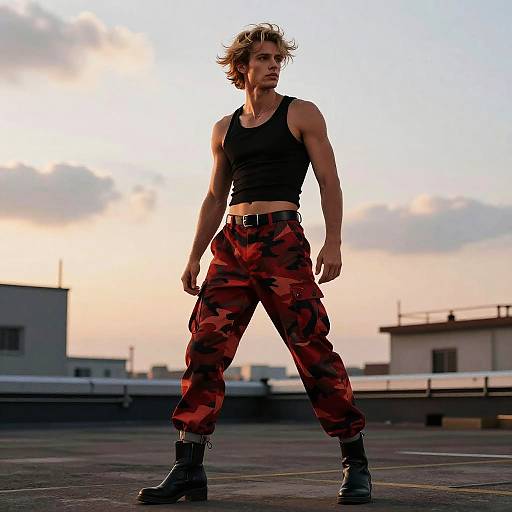 Fashionable Man on Industrial Rooftop