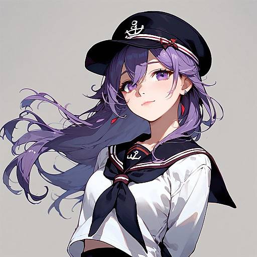 Purple-Haired Akatsuki Schoolgirl Upper Body Portrait