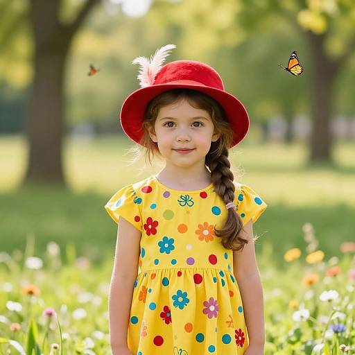 Cheerful Girl in Sunlit Meadow