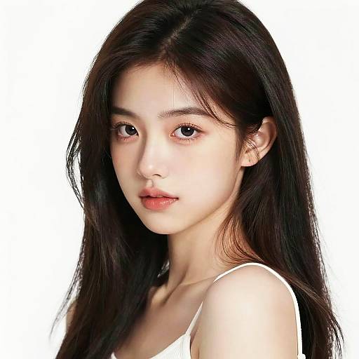 Realistic Color Portrait of Young Woman