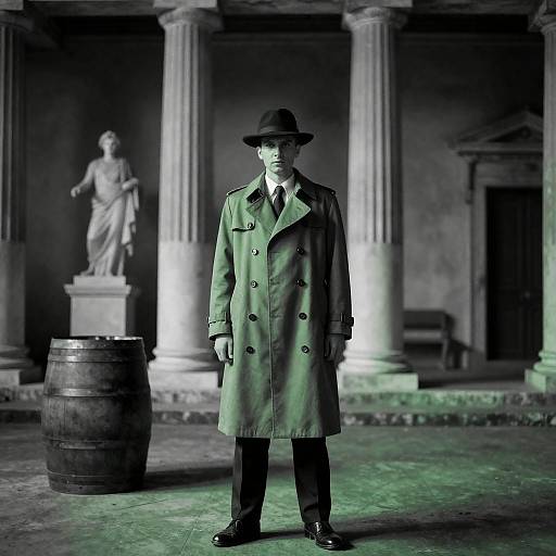 Green-Tinted Noir at Greek Columns