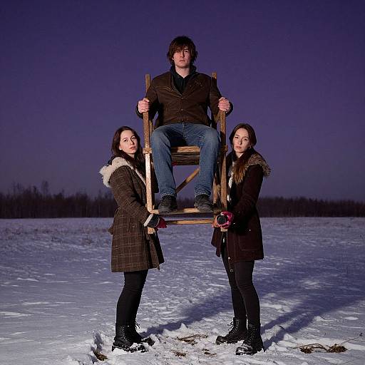 Women Carrying Man Through Starry Sky