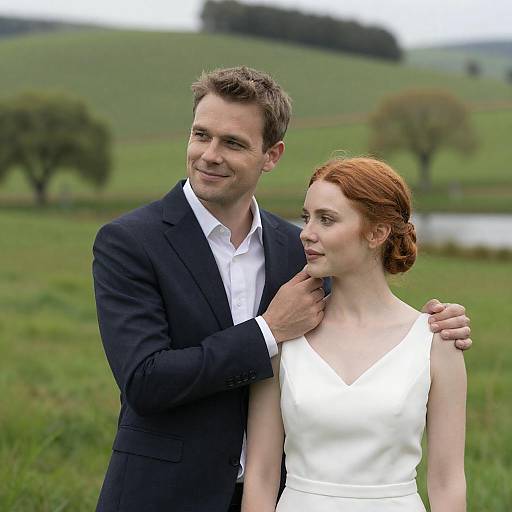 Romantic Couple in Green Countryside