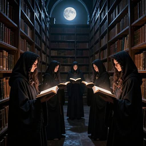 Moonlit Library of Magical Wisdom