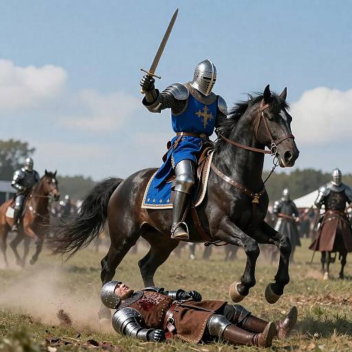 Blue and Silver Knight on Steed