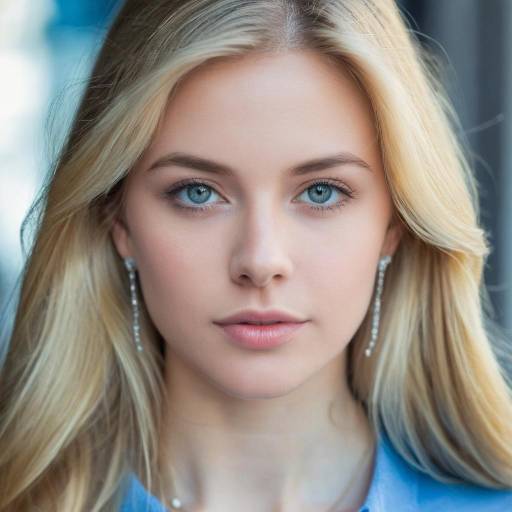 Portrait of Young Blonde Woman with Blue Eyes