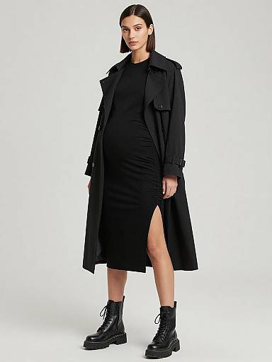 Sleek Monochrome Maternity Fashion Portrait