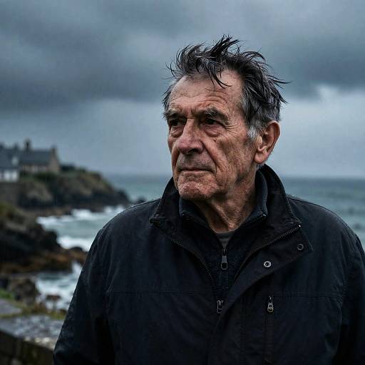 Nostalgic Breton Elder in Rain