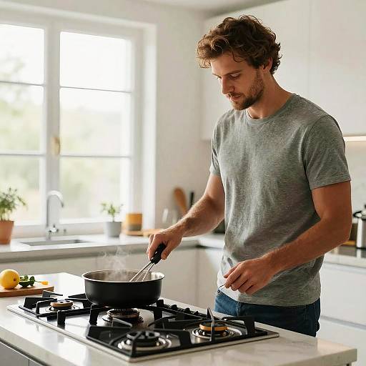 Handsome Dad Cooking in Stylish Kitchen