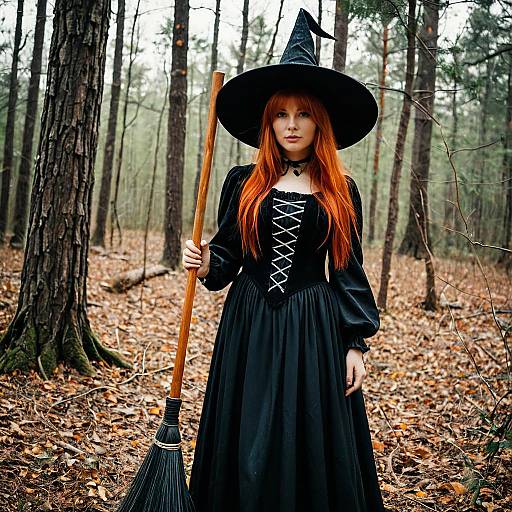 Enchanting Witch in Forest Setting