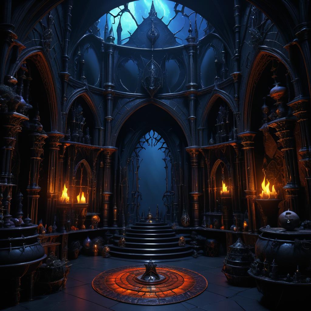 Highly Detailed Dark Fantasy Necromancer's Lair