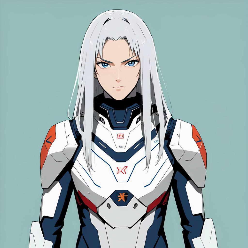 Dynamic Silver-Haired Ace Pilot Artwork