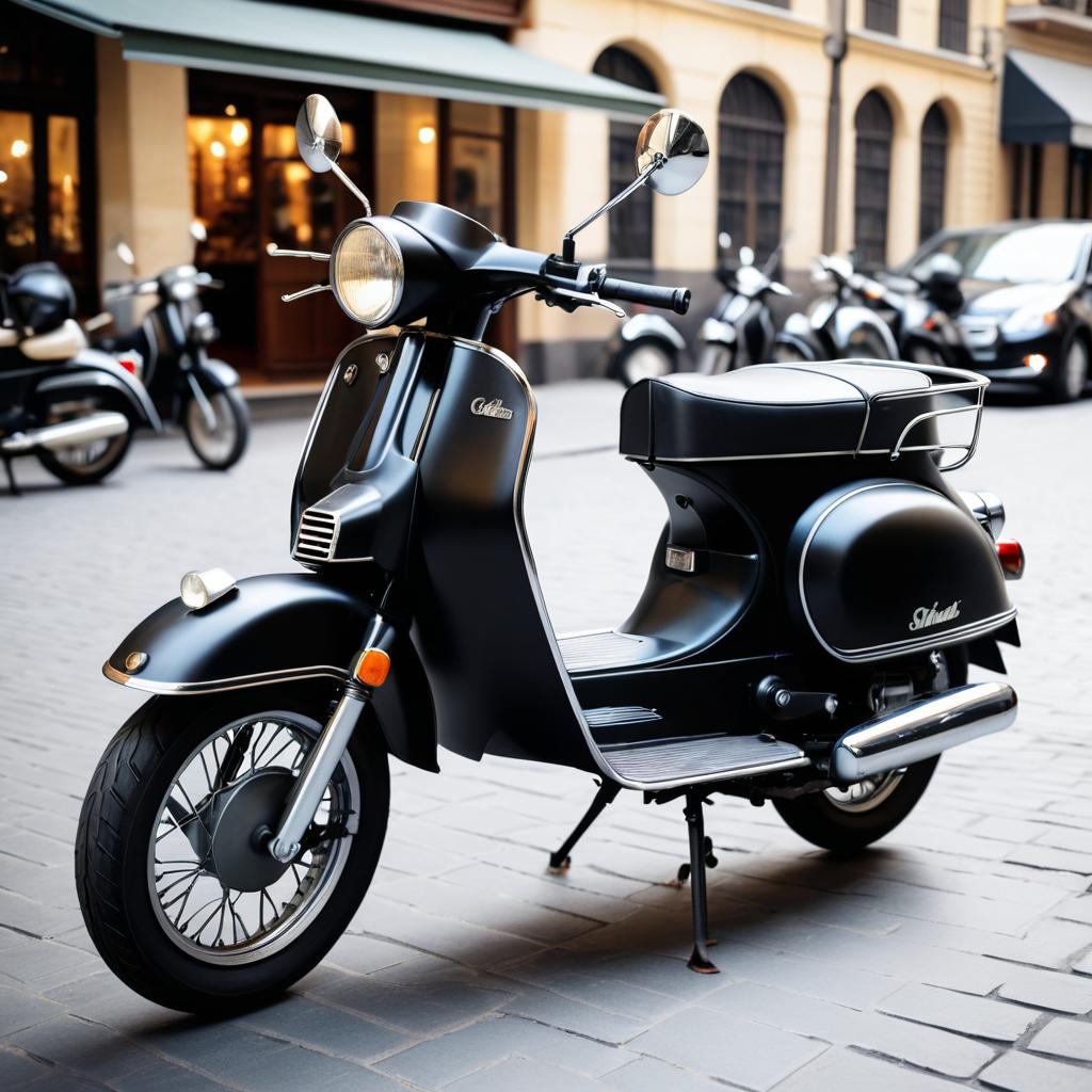 Vintage Moped in a Bustling Square