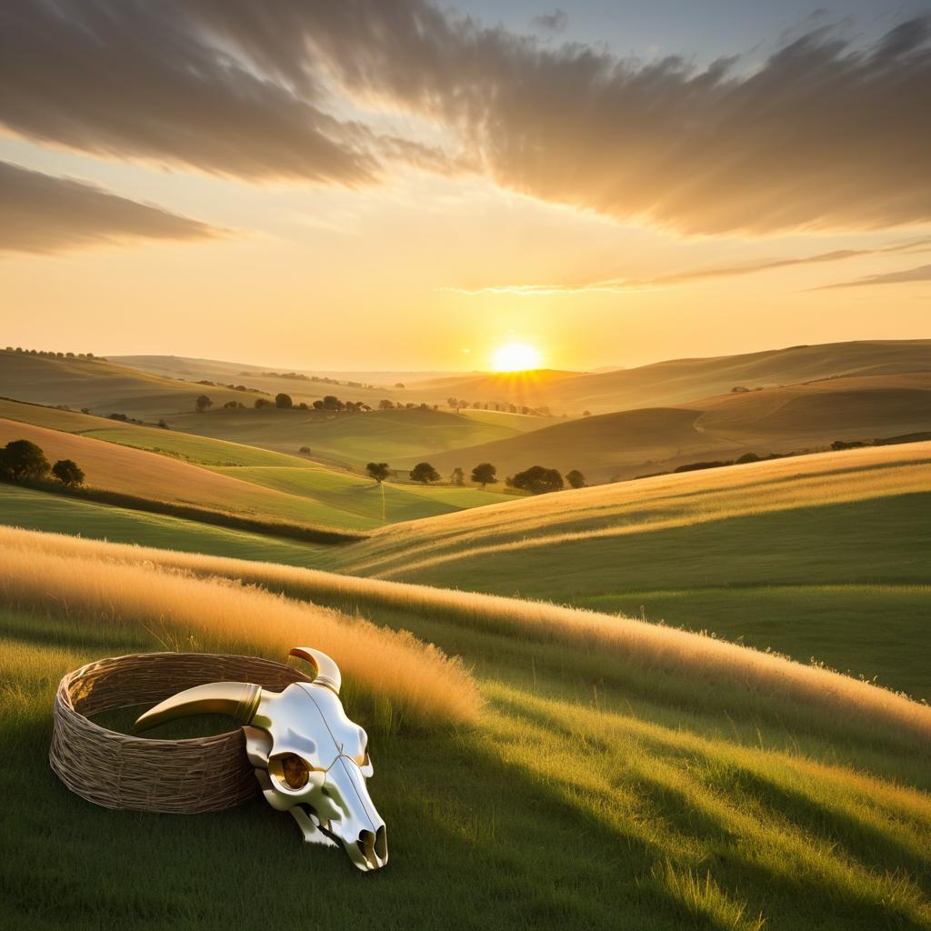 Serene Sunset in Rustic Countryside