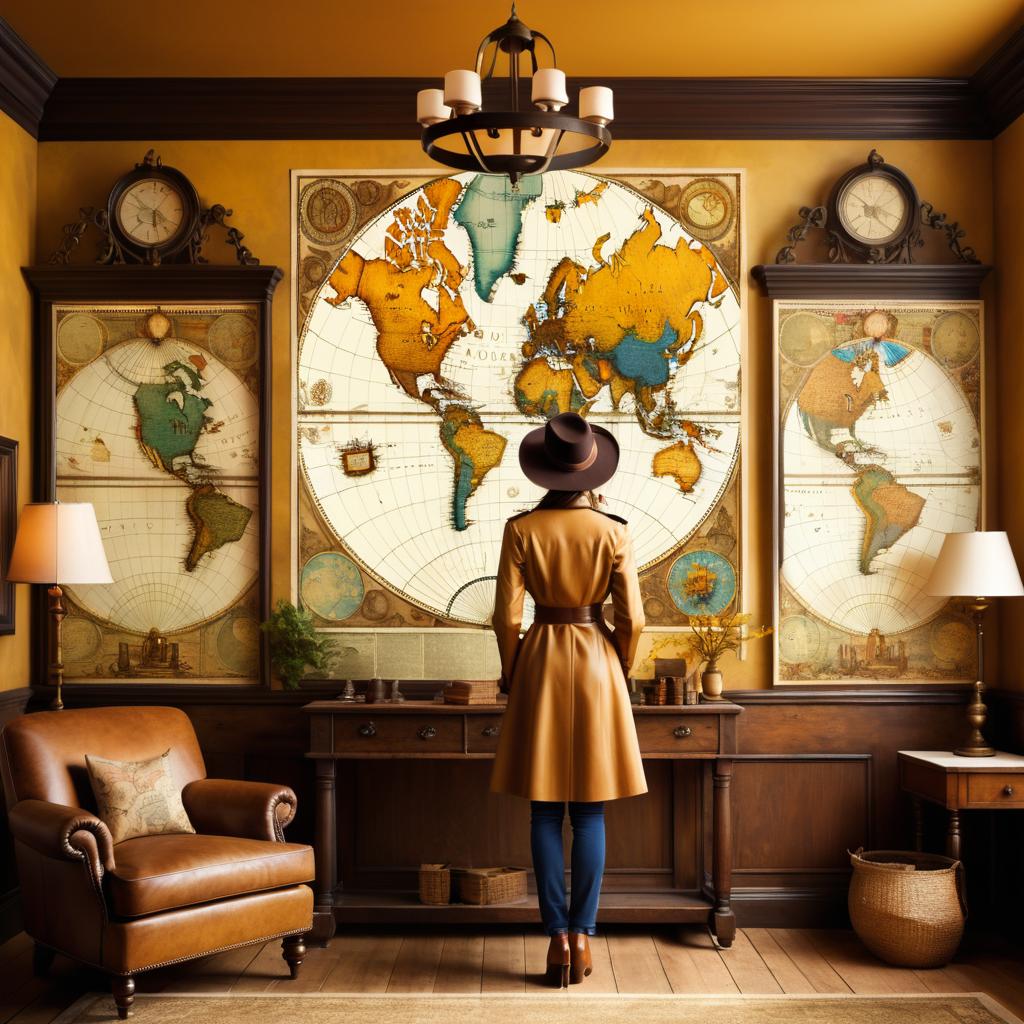 Vintage Explorer in Antique Map Room