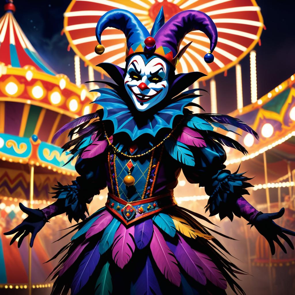 Sinister Jester in Haunted Fairground