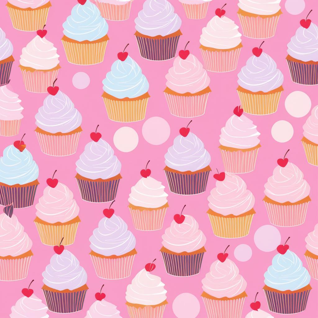 Seamless Cartoon Cupcake Pattern Design