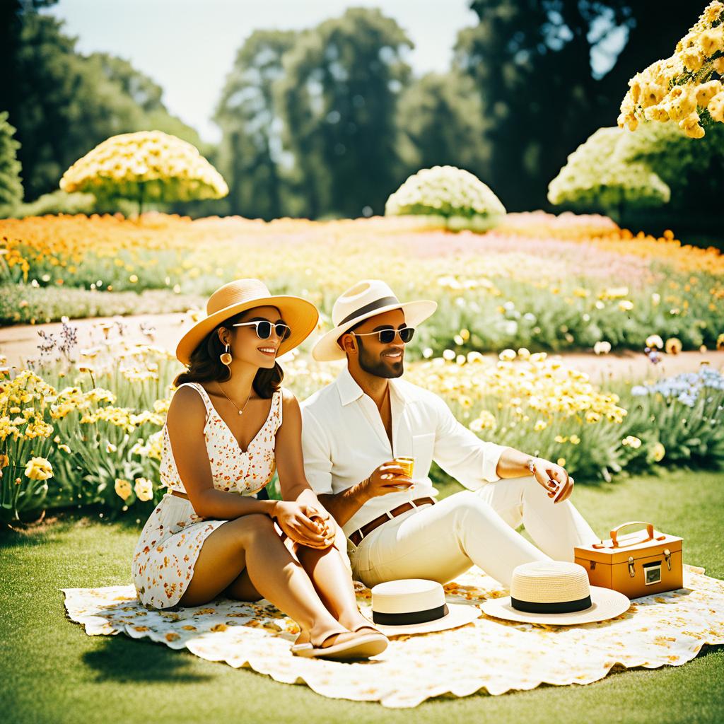 Nostalgic Picnic in a Blooming Park