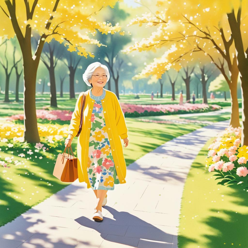 Joyful Grandmother in a Sunny Park