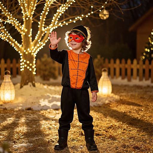 Festive Boy in Magical Holiday Scene