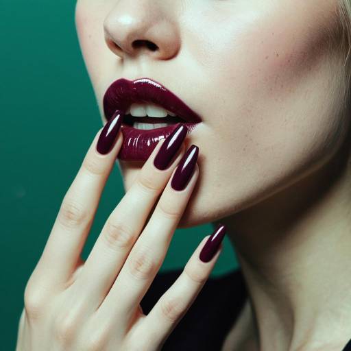 Glossy Plum Lips with Matching Nails Glossy Plum Lips with Matching Nails