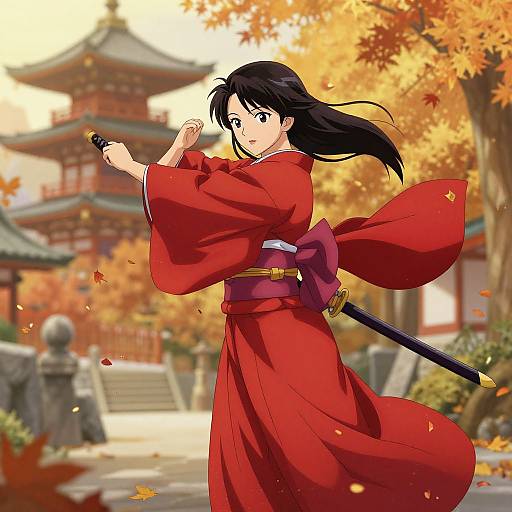 Elegant Anime Katana Warrior Pose