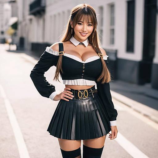 Stylish Solo Girl with Harness Outfit