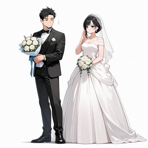Elegant Wedding Couple in Classic Attire Elegant Wedding Couple in Classic Attire