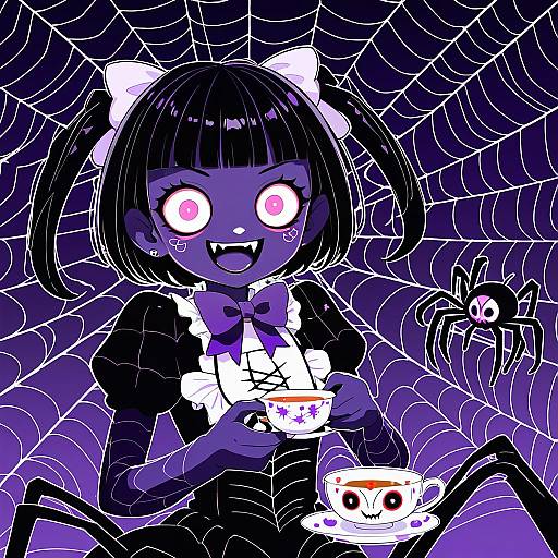 Illustration of Muffet, undertale in the style of Komi zumiko